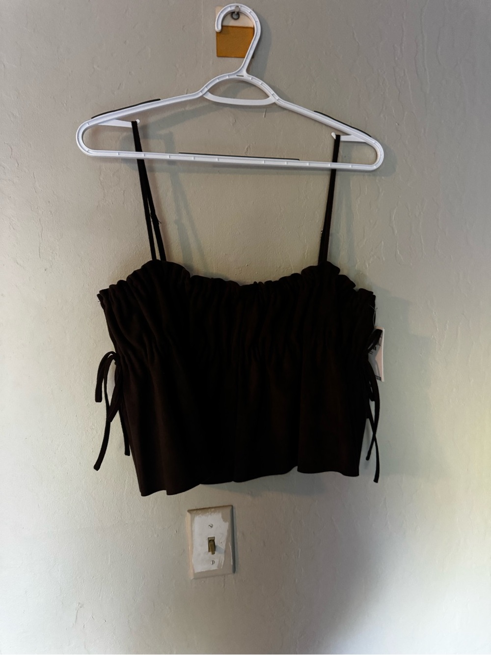 House of Harlow 1960 Black Ruched Cropped Tank with Side Ties